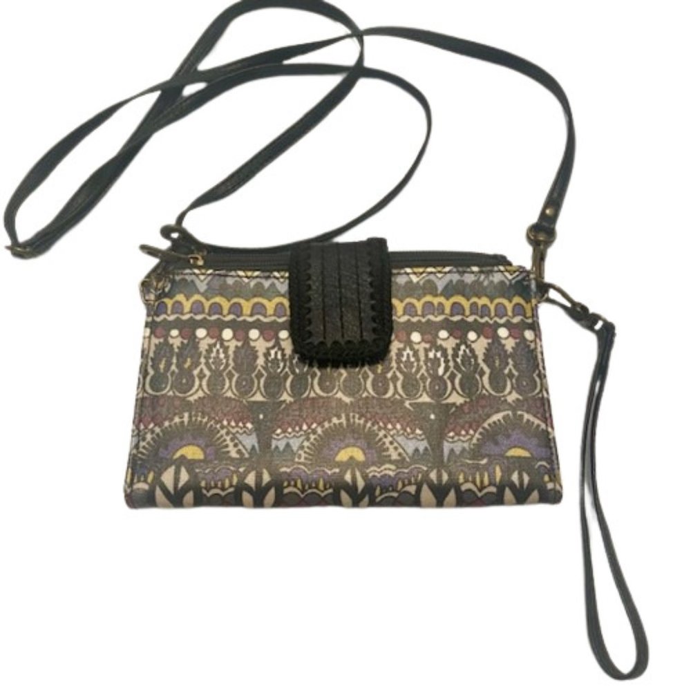 Sakroots Coated Canvas Crossbody Shoulder Wallet Wristlet Fun Print Vegan NWOT